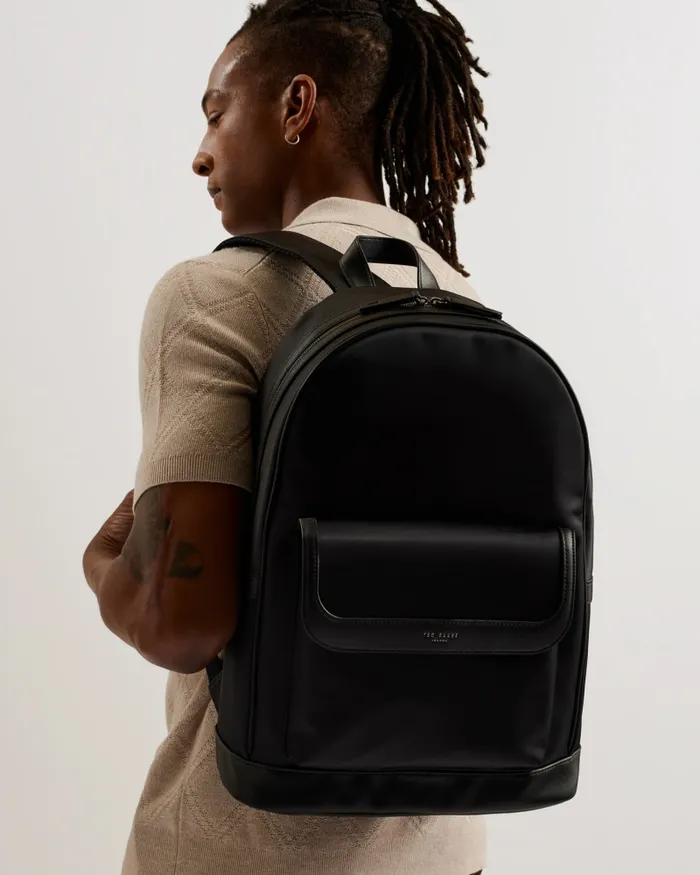 Men JACKKS 8211 Nylon Laptop Backpack With PU Detail Black Ted Baker Backpacks Men JACKKS 8211 Nylon Laptop Backpack With PU Detail Black Ted Baker Backpacks