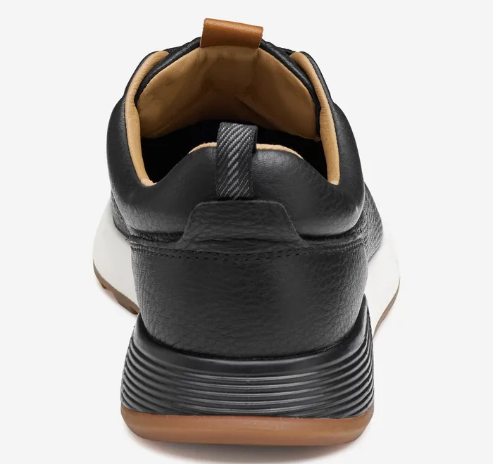 Men Johnston and Murphy Kinnon Perfed Jogger Black Full Grain Sneakers