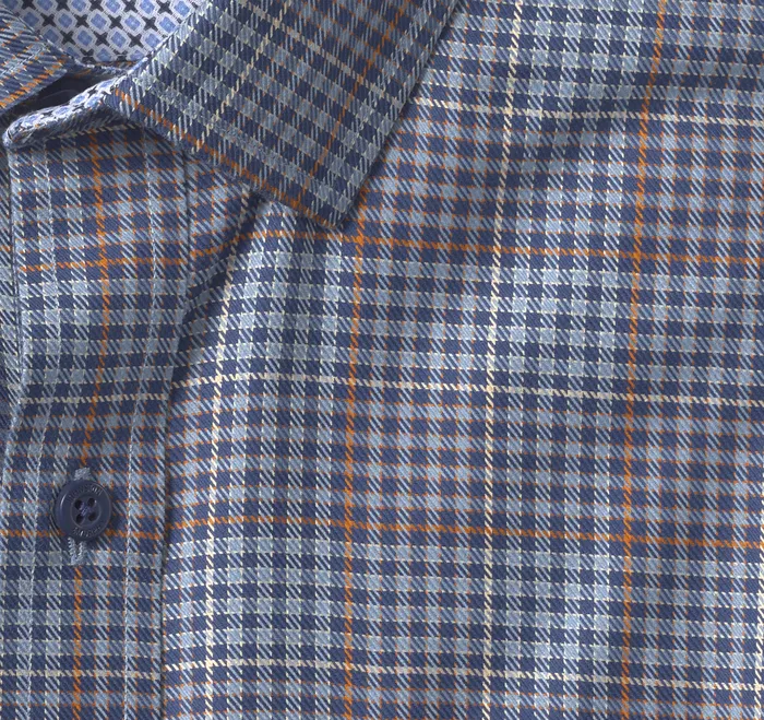 Men Johnston and Murphy NonIron Dress Shirt Navy Glen Plaid Apparel