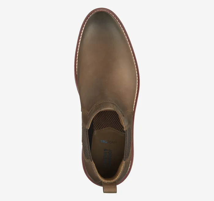 Men Johnston and Murphy Upton Chelsea Boot Brown Oiled Full Grain Boots
