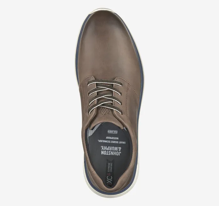 Men Johnston and Murphy XC4 Prentiss 2 Plain Toe Stone Oiled Waterproof Full Grain Shoes