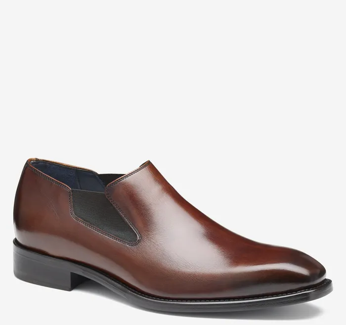 Men Larson SlipOn Mahogany Italian Calfskin SlipOns and Loafers Johnston and Murphy