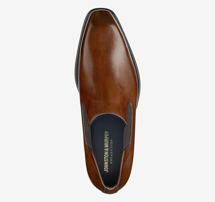 Men Larson SlipOn Mahogany Italian Calfskin SlipOns and Loafers Johnston and Murphy