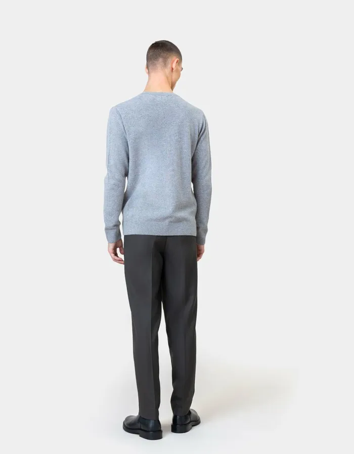 Men Light Merino Wool Crew Emerald Green Colorful Standard Knit Sweaters