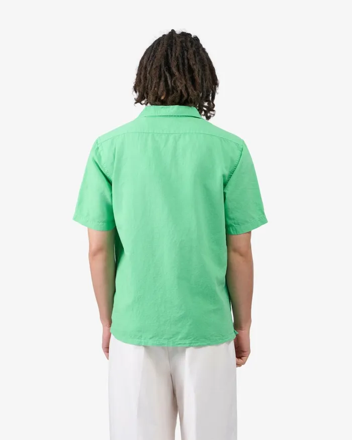 Men Linen Short Sleeved Shirt Faded Pink Colorful Standard Shirts