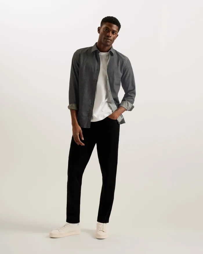 Men LODERS 8211 Long Sleeve Denim Shirt Black Ted Baker Shirts Men LODERS 8211 Long Sleeve Denim Shirt Black Ted Baker Shirts