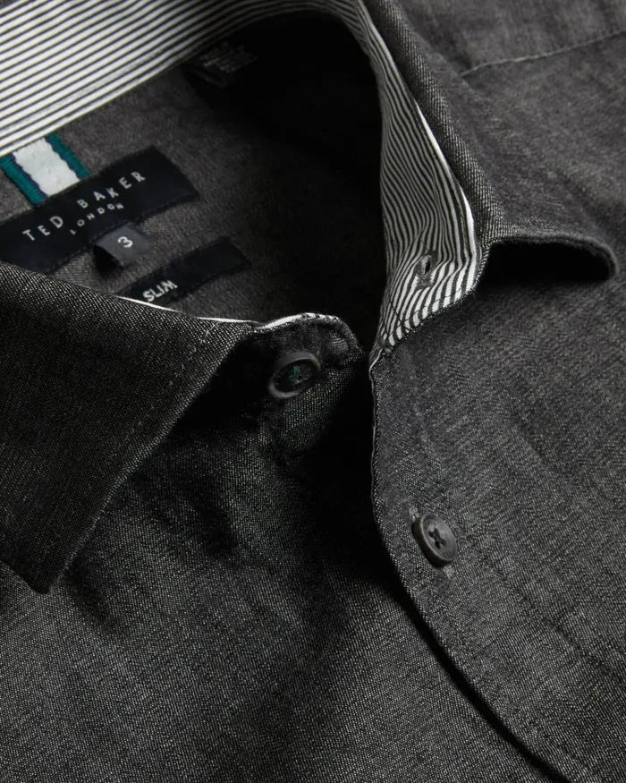 Men LODERS 8211 Long Sleeve Denim Shirt Black Ted Baker Shirts Men LODERS 8211 Long Sleeve Denim Shirt Black Ted Baker Shirts