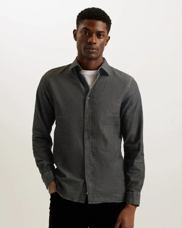 Men LODERS 8211 Long Sleeve Denim Shirt Black Ted Baker Shirts Men LODERS 8211 Long Sleeve Denim Shirt Black Ted Baker Shirts