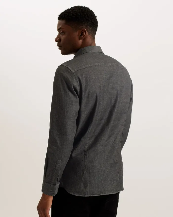 Men LODERS 8211 Long Sleeve Denim Shirt Black Ted Baker Shirts Men LODERS 8211 Long Sleeve Denim Shirt Black Ted Baker Shirts