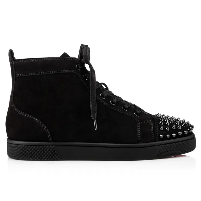 Men Lou Spikes Hightop Sneakers 8211 Suede 8211 Black Christian Louboutin Sneakers