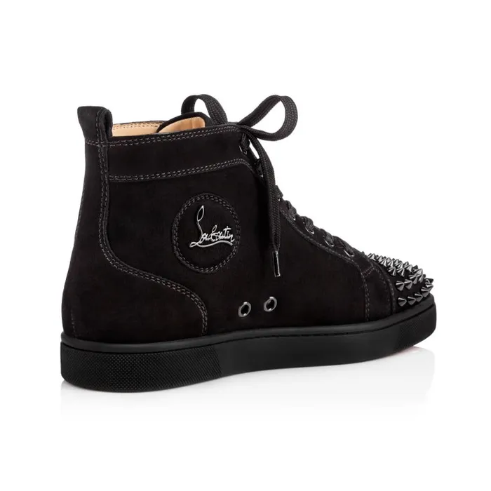 Men Lou Spikes Hightop Sneakers 8211 Suede 8211 Black Christian Louboutin Sneakers