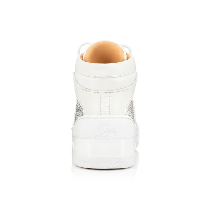 Men Loubikick Strass Hightop Sneakers 8211 Calf Leather 8211 White Christian Louboutin Sneakers