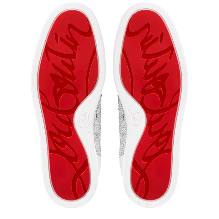Men Louis Junior Strass Sneakers 8211 Suede And Strass 8211 White Christian Louboutin Sneakers
