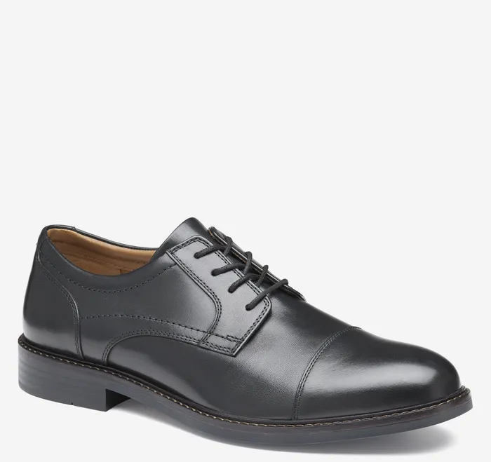 Men Mason Cap Toe Black Full Grain LaceUps Johnston and Murphy