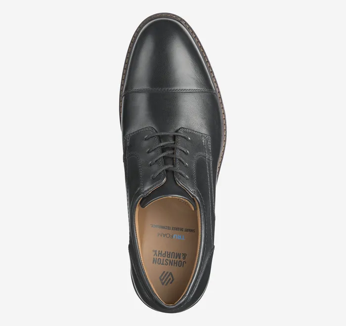 Men Mason Cap Toe Black Full Grain LaceUps Johnston and Murphy