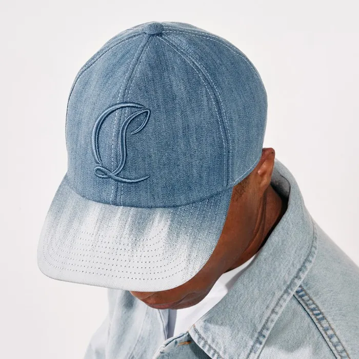Men Mooncrest Baseball Cap 8211 Denim Brushed Effect 8211 Blue Christian Louboutin Hats