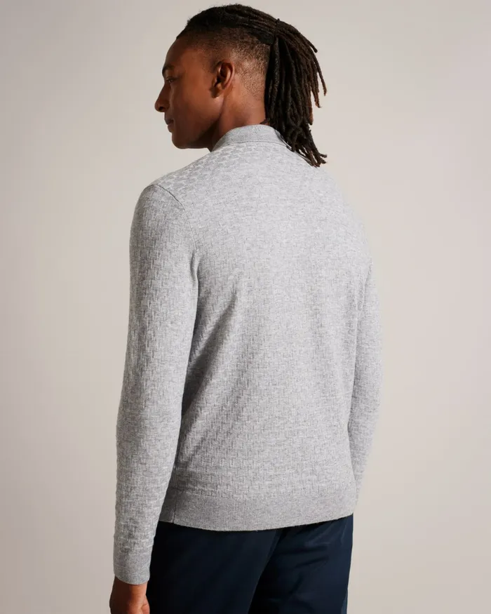 Men MORAR 8211 Long Sleeve Knitted Polo Shirt Greymarl Ted Baker Jumpers and Knitwear Men MORAR 8211 Long Sleeve Knitted Polo Shirt Greymarl Ted Baker Jumpers and Knitwear