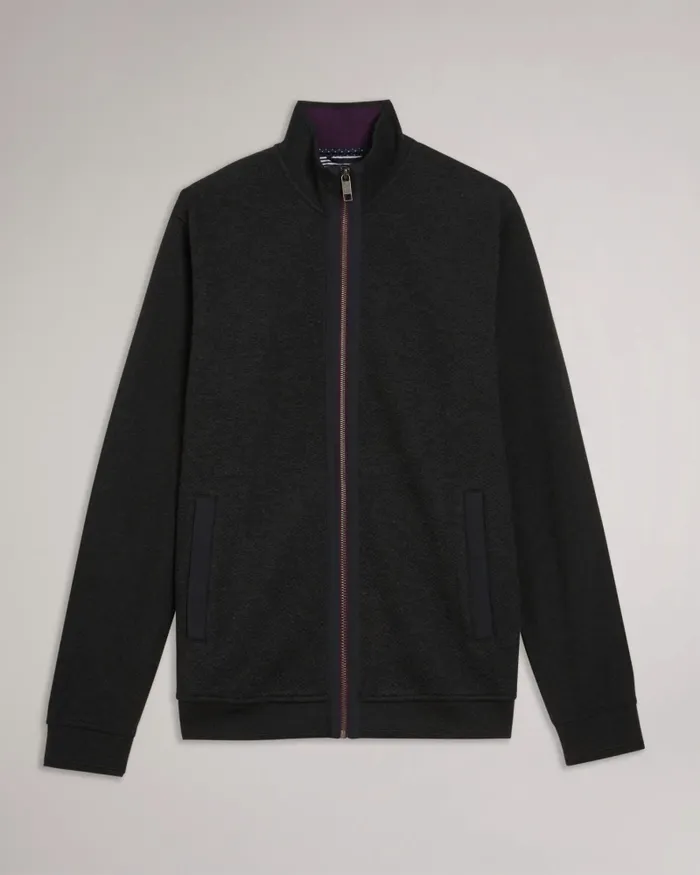 Men MULTY 8211 Textured Zip Through Jacket Charcoal Ted Baker Tops