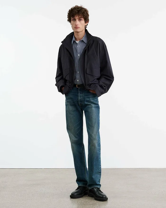 Men Nili Lotan DECLAN SHIRT Navy Vichy Check Shirts