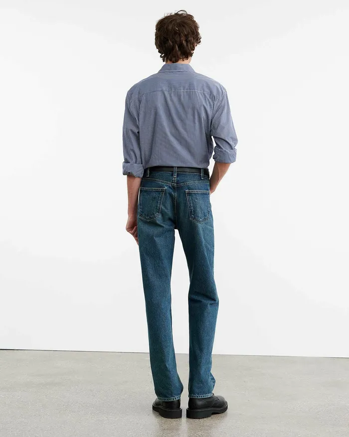 Men Nili Lotan DECLAN SHIRT Navy Vichy Check Shirts