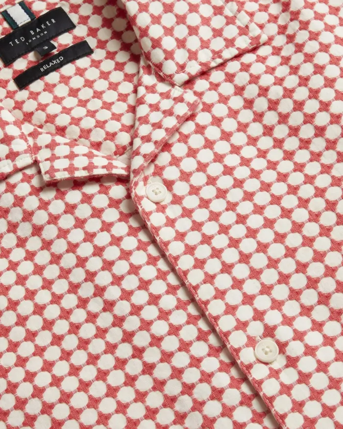 Men OISE 8211 Relaxed Fit Textured Cotton Shirt Red Ted Baker Shirts