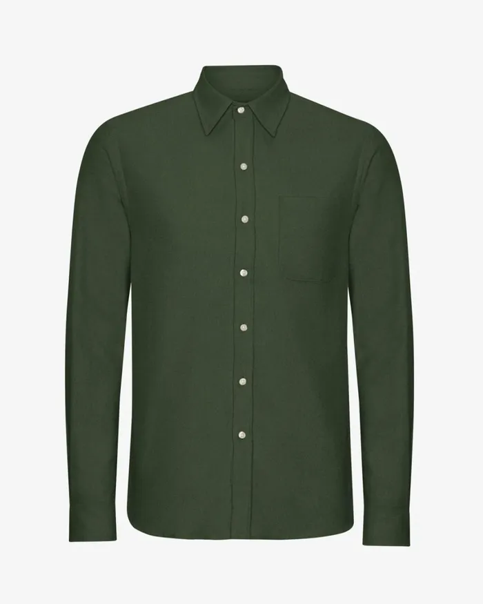 Men Organic Flannel Shirt Hunter Green Colorful Standard Shirts