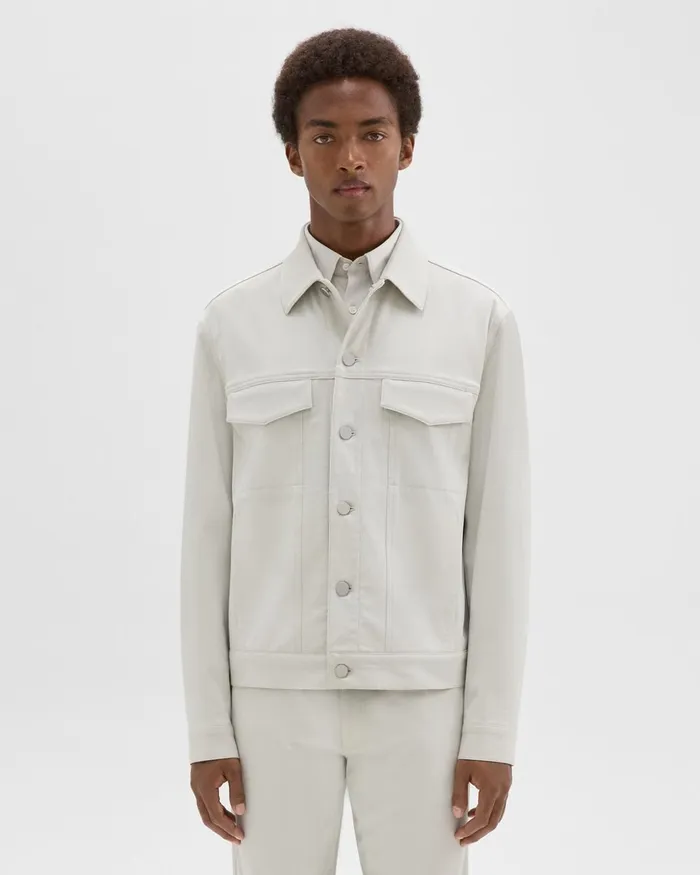Men Outerwear Theory River Trucker Jacket In Neoteric Twill Limestone