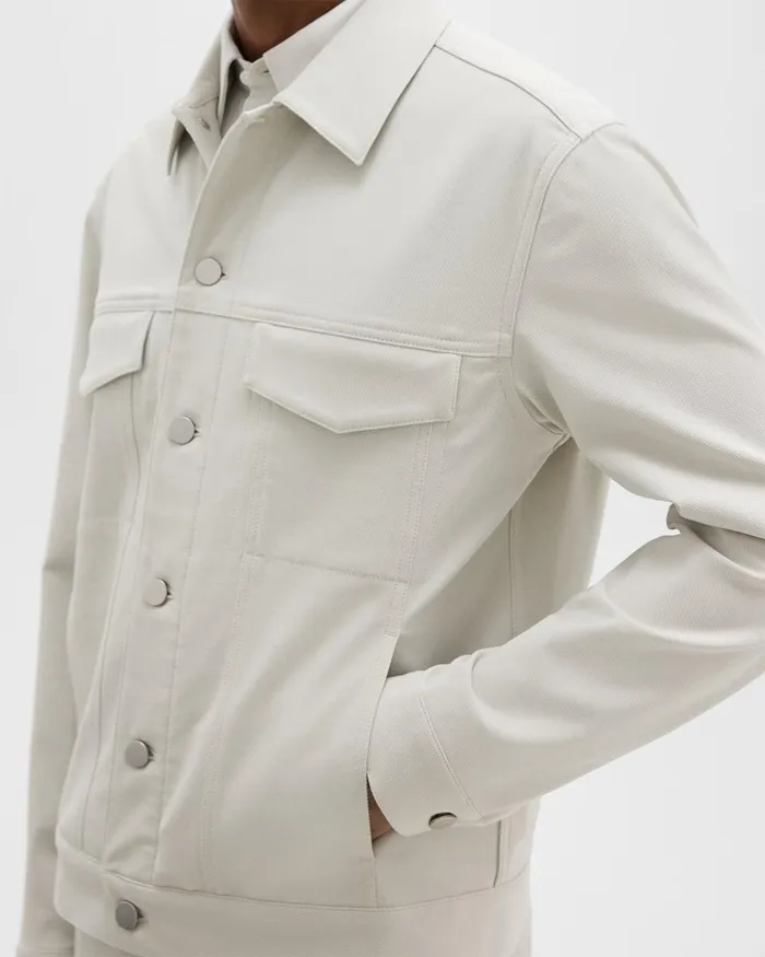 Men Outerwear Theory River Trucker Jacket In Neoteric Twill Limestone