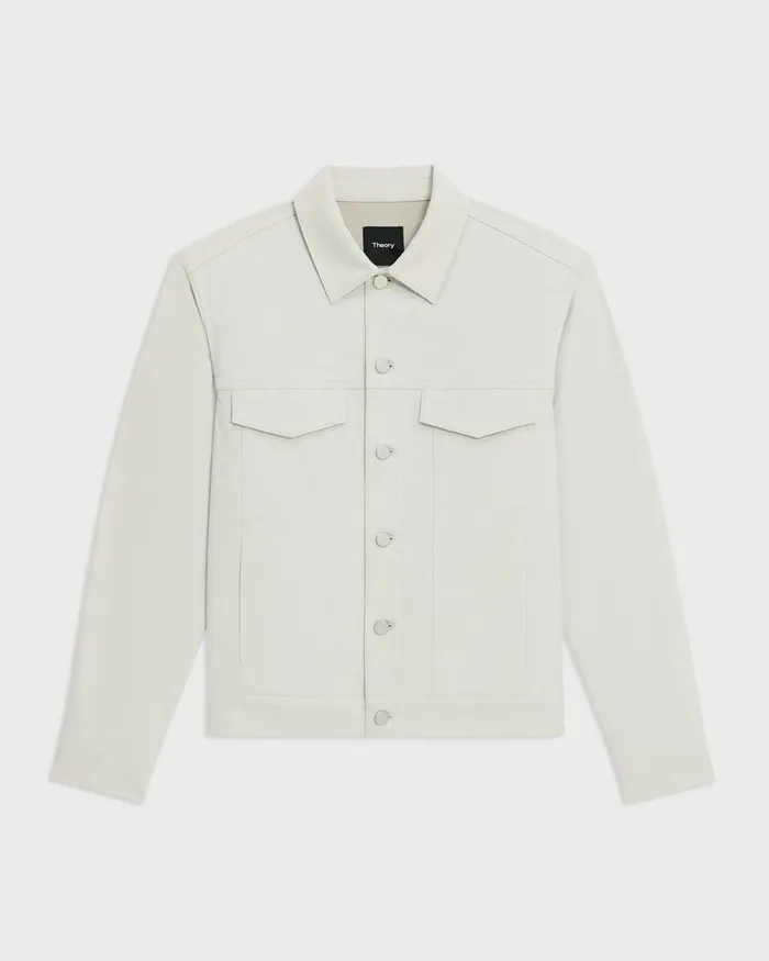 Men Outerwear Theory River Trucker Jacket In Neoteric Twill Limestone