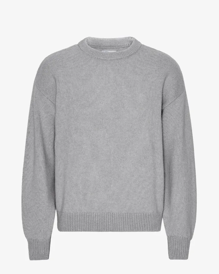 Men Oversized Merino Wool Crew Heather Grey Colorful Standard Knit Sweaters