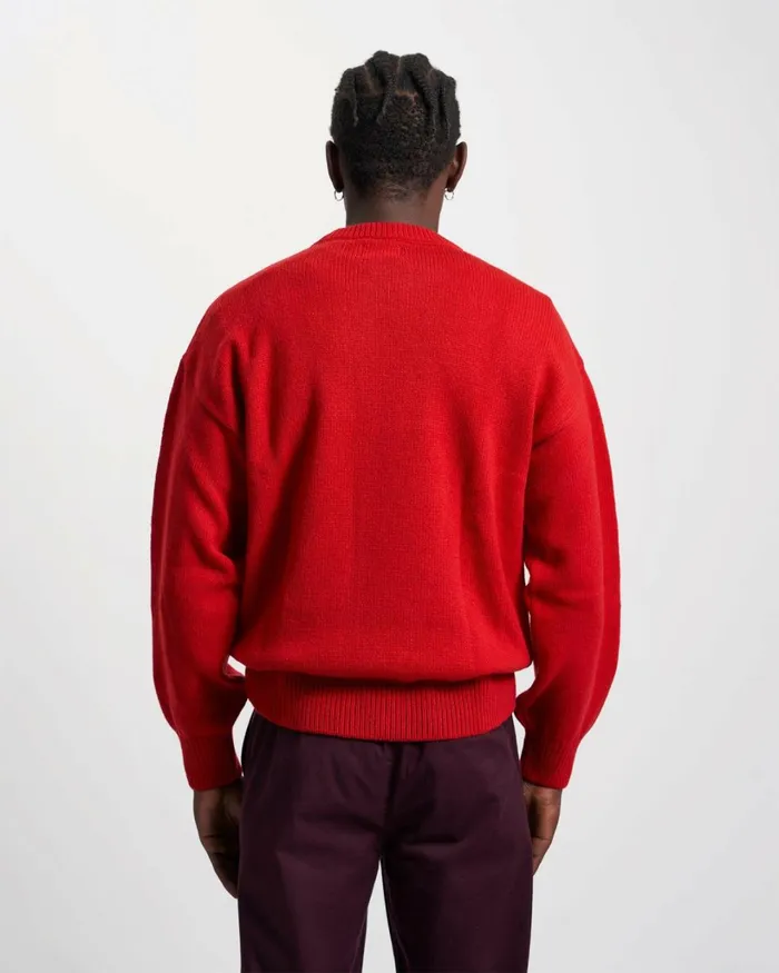 Men Oversized Merino Wool Crew Navy Blue Colorful Standard Knit Sweaters
