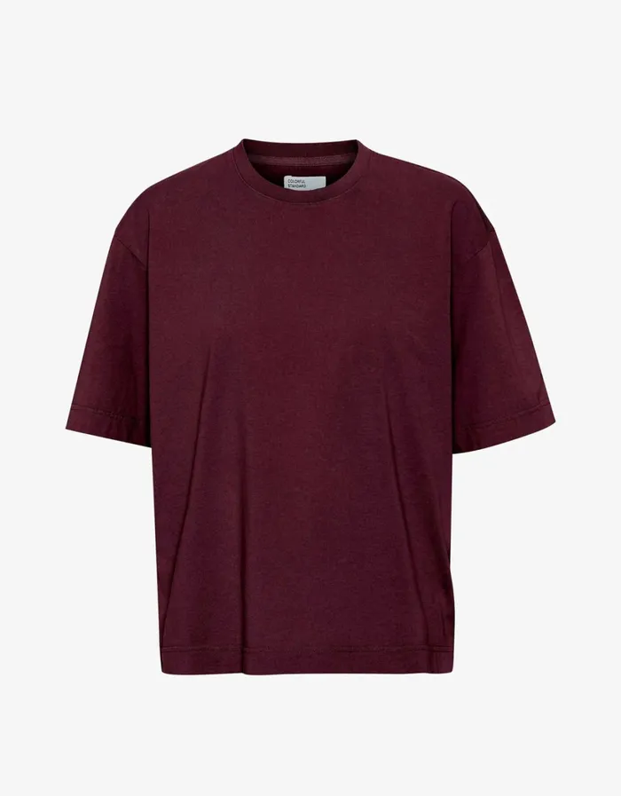 Men Oversized Organic TShirt Oxblood Red Colorful Standard TShirts