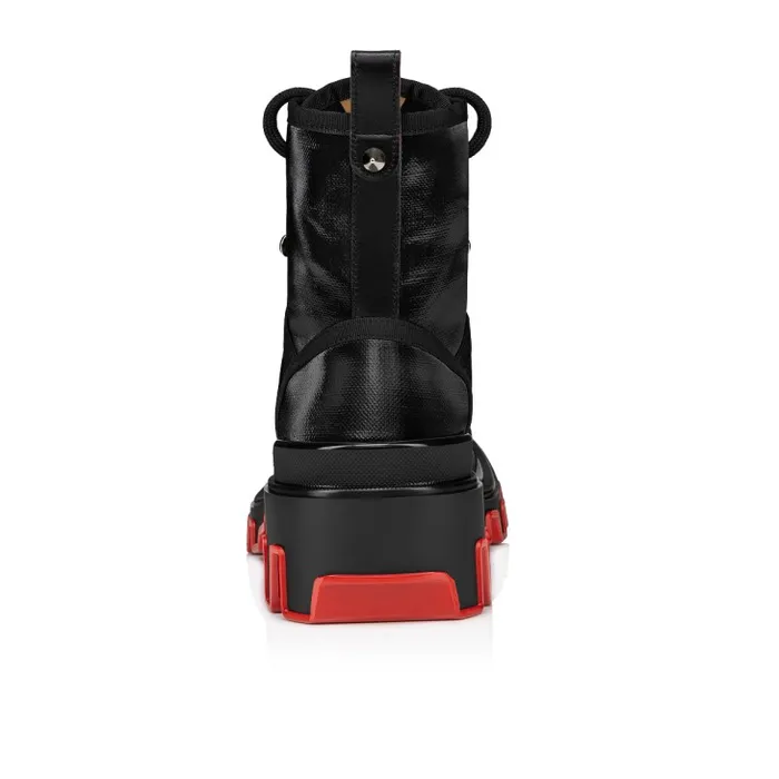 Men Panaroot Dune Boots 8211 Coated Canva And Calf Leather 8211 Black Christian Louboutin Boots