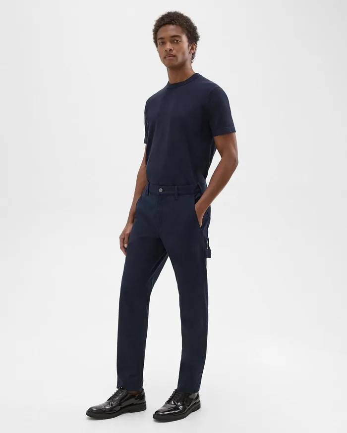 Men Pants Theory Carpenter Pant In Stretch Cotton Canvas Baltic