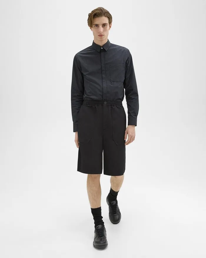 Men Pants Theory CottonBlend PullOn Short Black