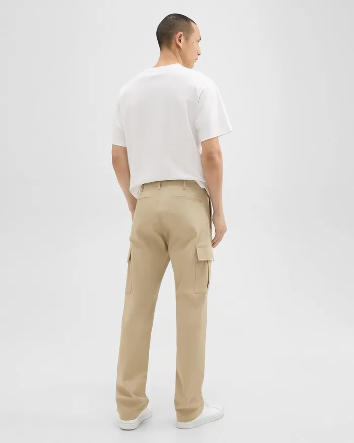 Men Pants Theory Straight Cargo Pant In Stretch Cotton Twill Khaki