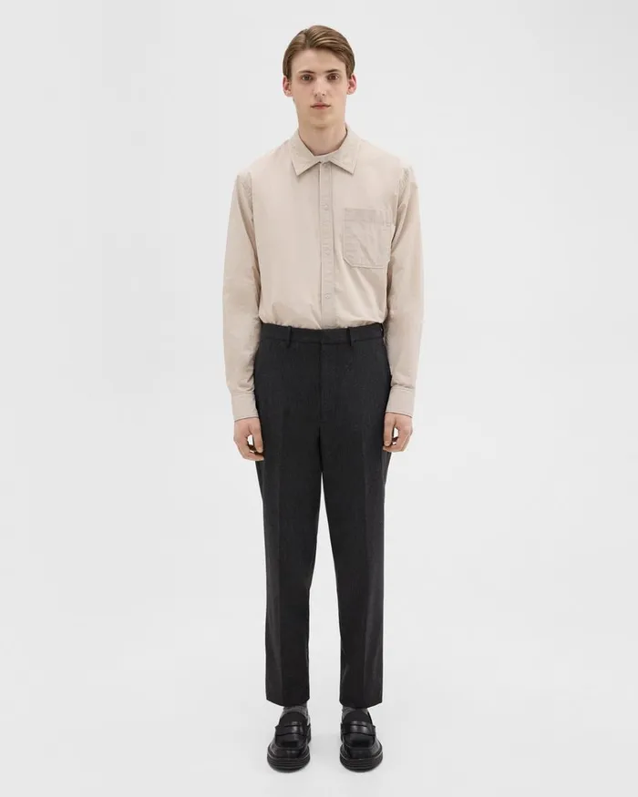 Men Pants Theory Tapered Pinstripe Flannel Pant Blackcharcoal