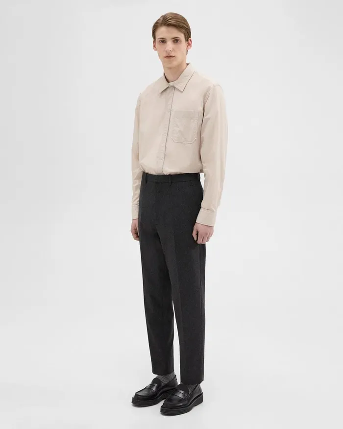 Men Pants Theory Tapered Pinstripe Flannel Pant Blackcharcoal