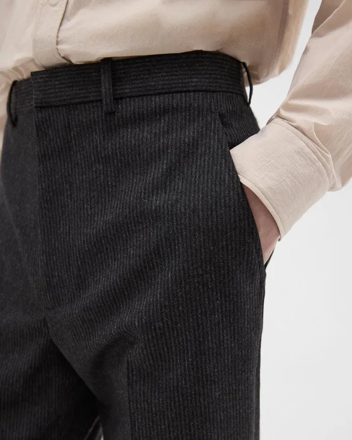 Men Pants Theory Tapered Pinstripe Flannel Pant Blackcharcoal