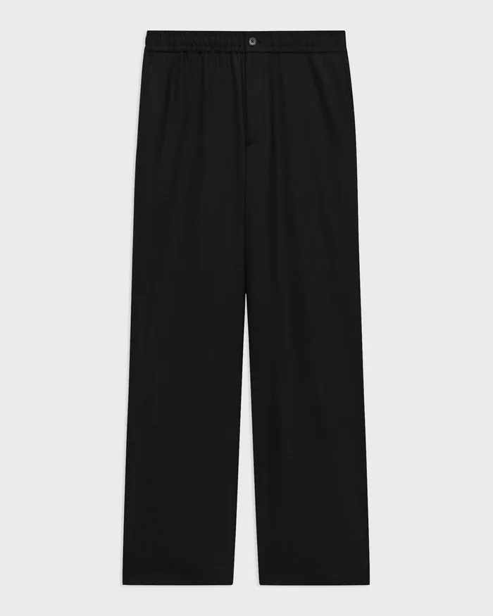 Men Pants Theory WideLeg Drawstring Pant In Stretch Flannel Black