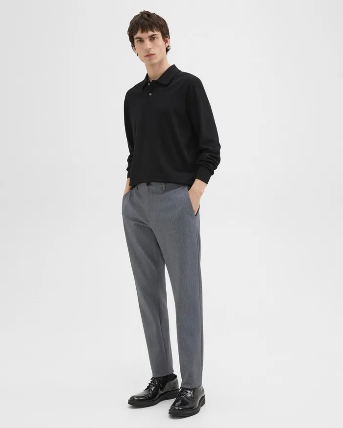 Men Pants Theory Zaine Pant In Herringbone Precision Ponte Grey Melange