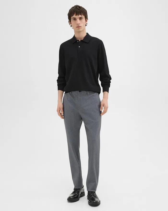 Men Pants Theory Zaine Pant In Herringbone Precision Ponte Grey Melange