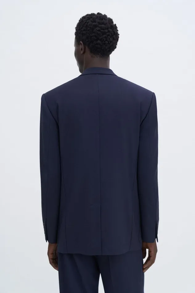 Men Patch Pocket Double Breasted Blazer Navy Filippa K Suit Jackets