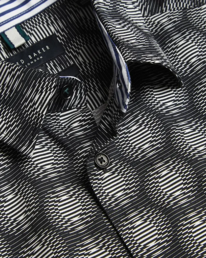 Men PEARSHO 8211 Short Sleeve Circle Geometric Shirt Black Ted Baker Shirts Men PEARSHO 8211 Short Sleeve Circle Geometric Shirt Black Ted Baker Shirts