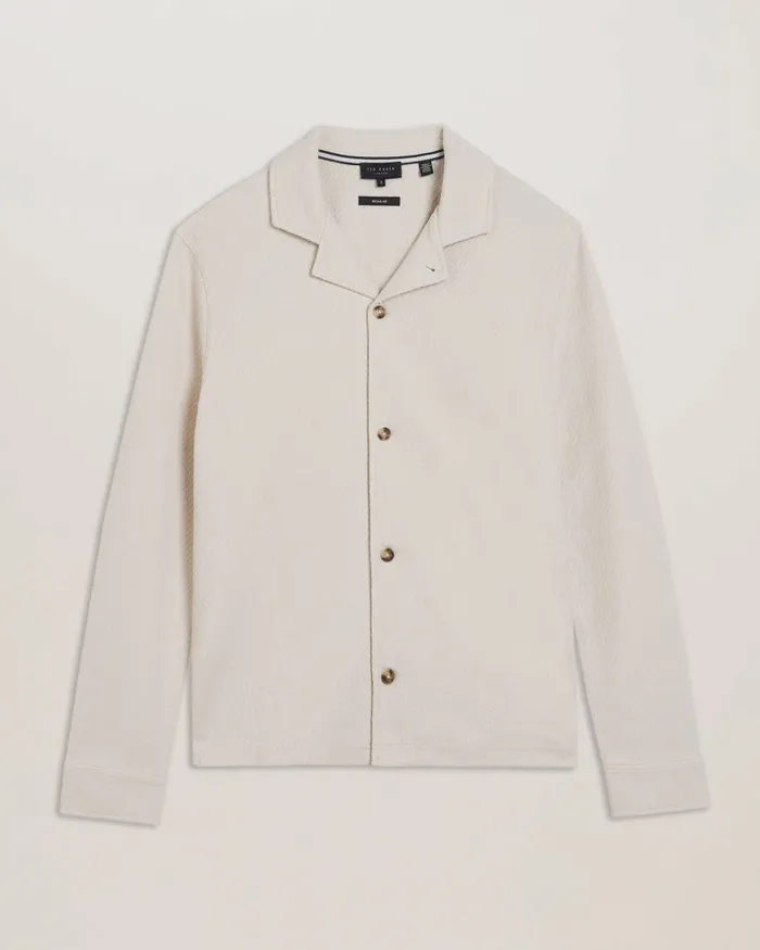 Men PENDUL 8211 Long Sleeve Textured Jersey Shirt Stone Ted Baker Tops