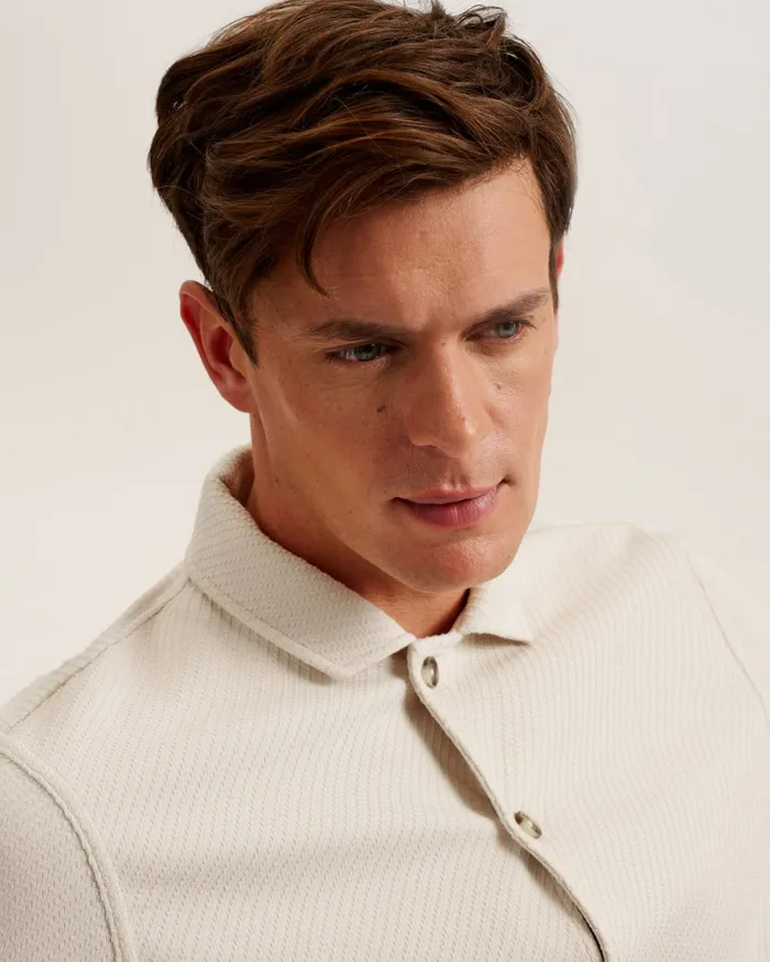 Men PENDUL 8211 Long Sleeve Textured Jersey Shirt Stone Ted Baker Tops