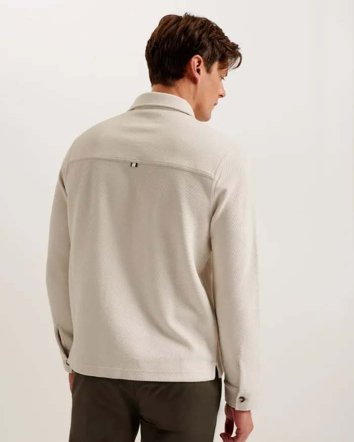Men PENDUL 8211 Long Sleeve Textured Jersey Shirt Stone Ted Baker Tops