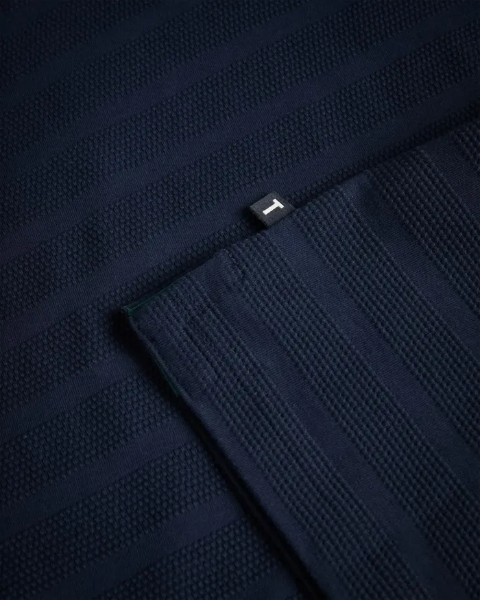 Men PENINE 8211 Long Sleeve Textured Stripe Polo Shirt Navy Ted Baker Tops