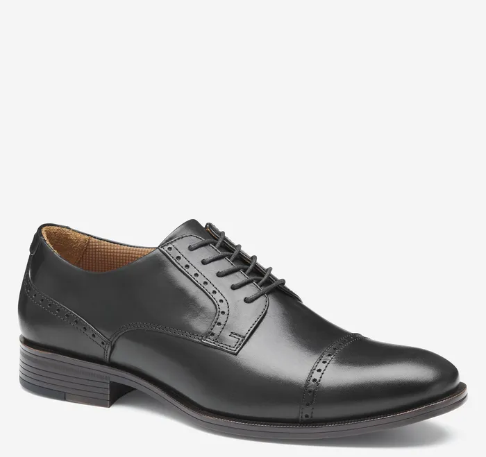 Men Reeve Cap Toe Black Full Grain LaceUps Johnston and Murphy