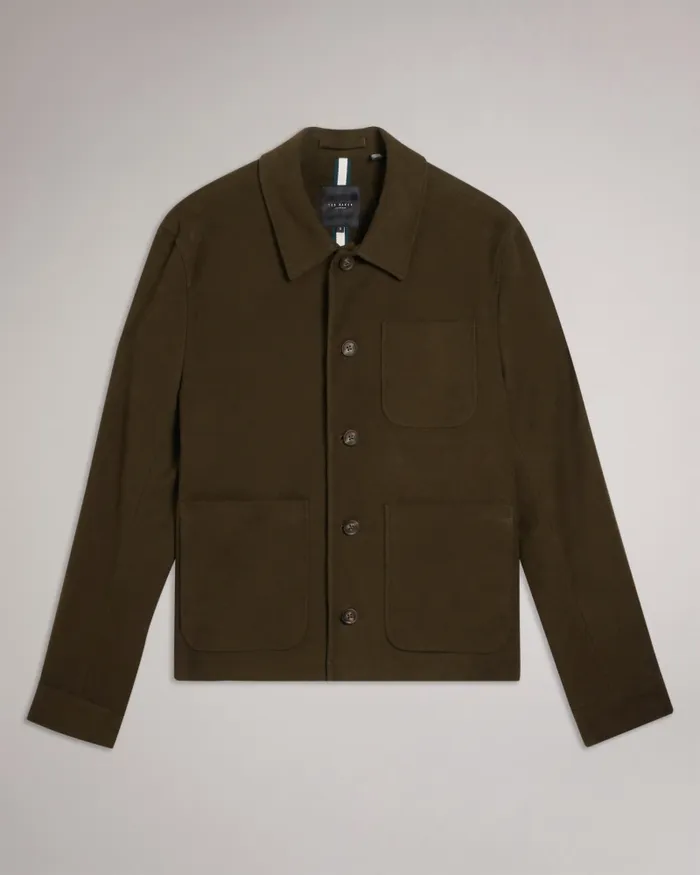 Men RUFUSJ 8211 Button Through Moleskin Jacket Khaki Ted Baker Coats and Jackets